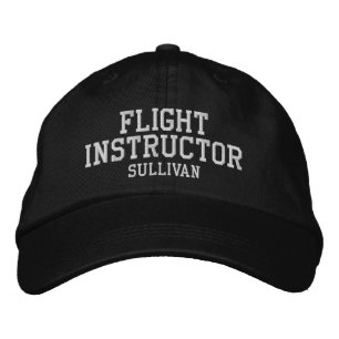 Casquette Brodée Pilote d'instructeur de vol Coutume noir et blanc