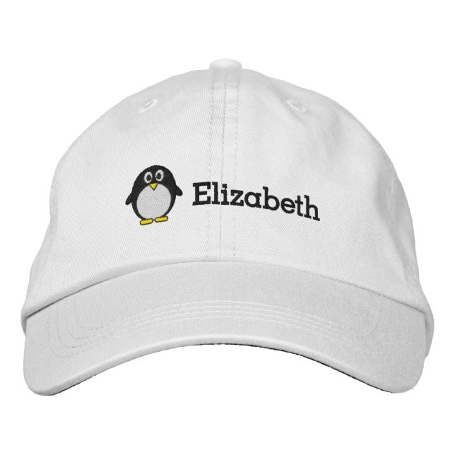 Casquette Brodée Pingouin mignon avec nom personnalisé (Devant)
