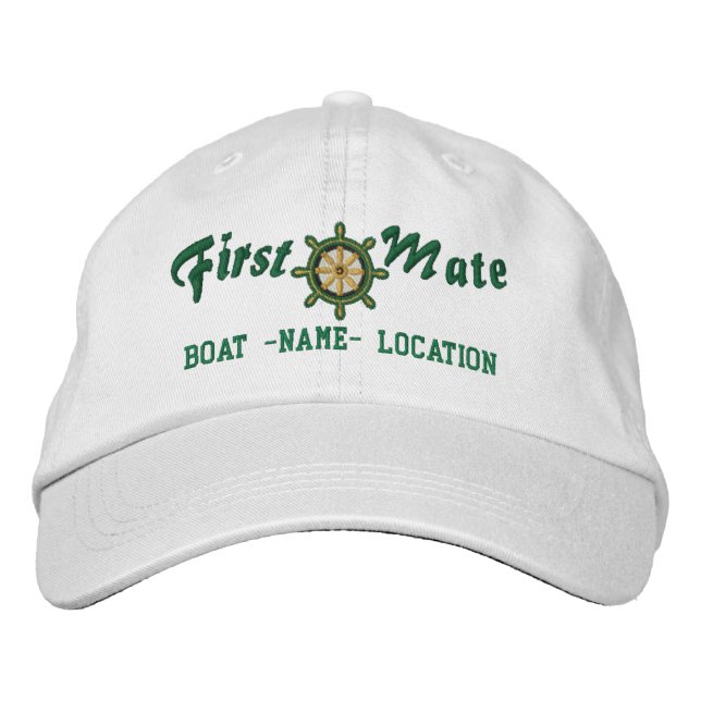 Casquette Brodée PREMIER OFFICIER Roue personnalisable Nom du batea (Devant)