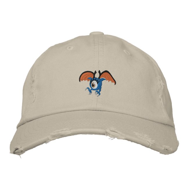 Casquette Brodée Punk Goth Aile Globe Oculaire (Devant)
