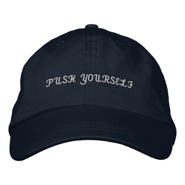 Casquette Brodée Push Yourself Adjustable-Hat Premium Navy Color  (Devant)