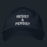 Casquette Brodée Resist and Persist political protest navy<br><div class="desc">Show that you won't give in to tyranny and inspire others to protest by wearing a baseball cap featuring the words "Resist & Persist" embroidered in bold white text on a navy blue background. Hats are available in other colors in the sidebar. To see the design Resist and Persist on...</div>