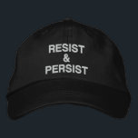 Casquette Brodée Résister et persister à la contestation politique<br><div class="desc">Montrez que vous ne céderez pas à la tyrannie et incitez d'autres à protester en portant un casquette de baseball avec les mots "Résister & Persister" brodés en gras en blanc sur un arrière - plan noir. Les casquettes sont disponibles en d'autres couleurs dans l'encadré. Pour voir le design Resist...</div>