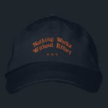 Casquette Brodée Rien Ne Fonctionne Sans Effort Motivationnel Marin<br><div class="desc">"Rien ne marche sans effort", ce qui nous rappelle que le succès vient du dévouement et du travail acharné. Ce casquette représente l'état d'esprit selon lequel l'effort et l'engagement sont essentiels au succès. C’est un symbole de motivation pour les individus qui s’efforcent de repousser leurs limites, de rester disciplinés et...</div>