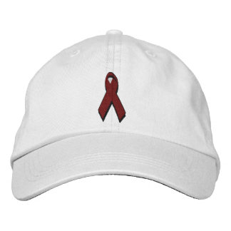 Casquette Brodée ruban de sensibilisation au bordeaux