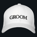 Casquette Brodée Salle noire et élégante mariage chic<br><div class="desc">Groom noir et blanc élégant mariage brodé Casquette de baseball. Disponible en plusieurs couleurs et options</div>