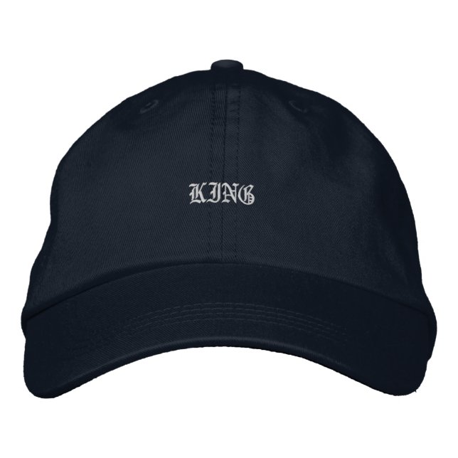 Casquette Brodée Sangle réglable de couleur marine élégante KING  (Devant)