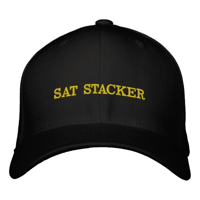 Casquette Brodée Sat Stacker Hodl Tight Bitcoin Crypto Texte Jaune (Devant)