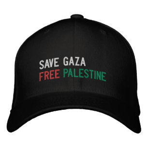 Casquette Brodée Save Gaza Free Palestine blanc rouge noir