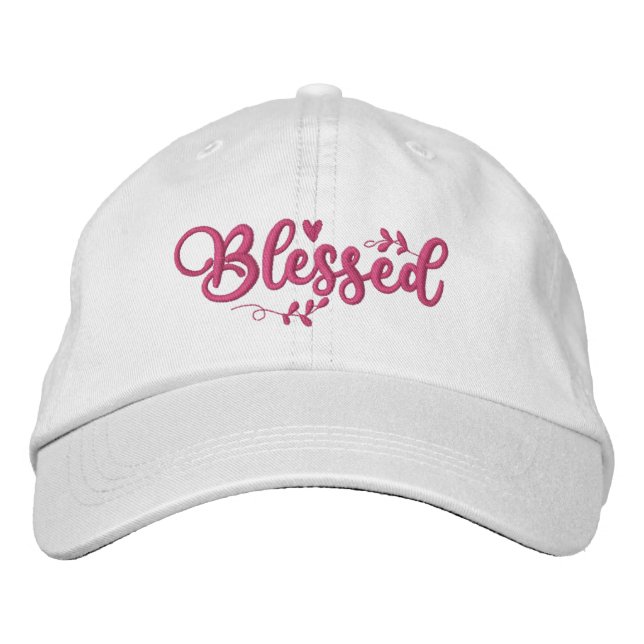 Casquette Brodée Script à bienheureux rose (Devant)