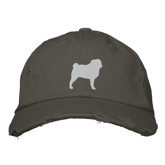 Casquette Brodée Silhouette de Pug (Devant)