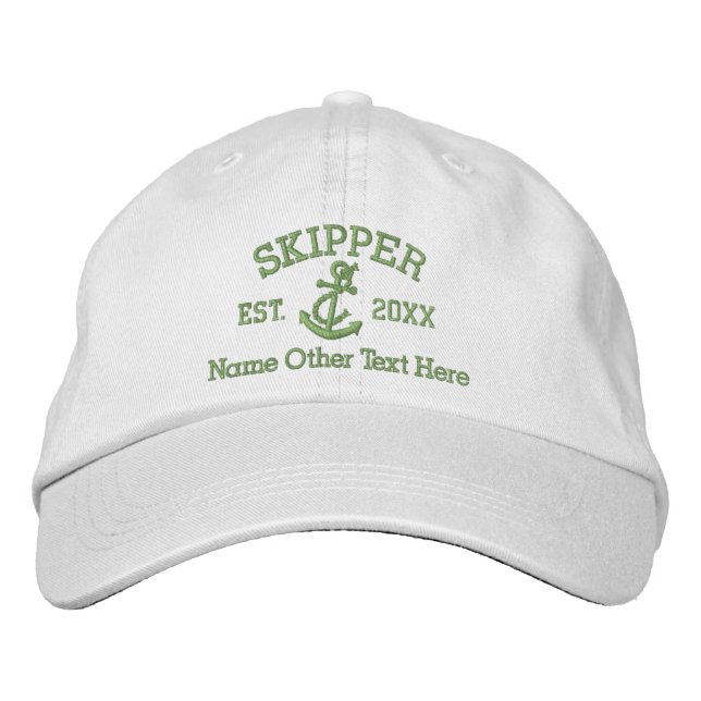 Casquette Brodée Skipper avec ancre personnalisé (Devant)