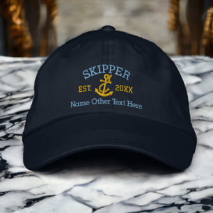 Casquette Brodée Skipper Avec Ancre Personnalisé