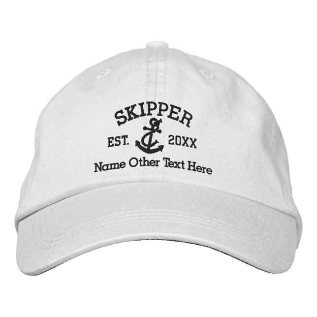 Casquette Brodée Skipper avec ancre personnalisé (Devant)
