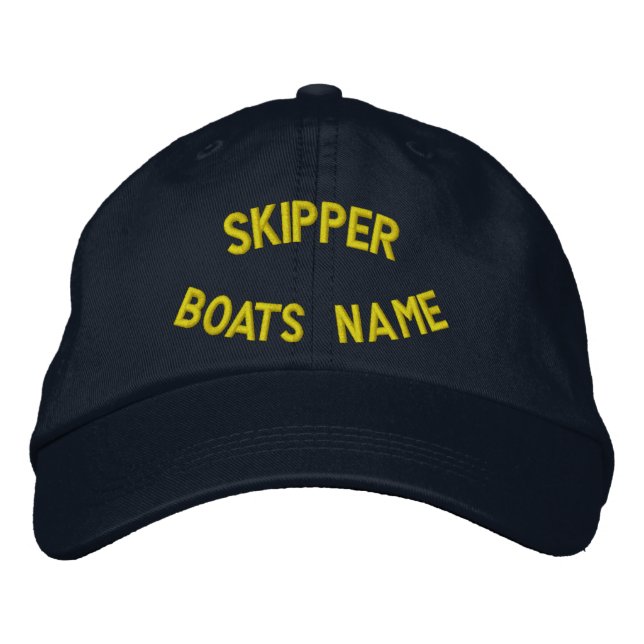 Casquette Brodée Skipper personnalisé avec votre nom de bateau (Devant)