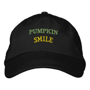 Casquette Brodée SOURIRE DE CITROUILLE Texte Couleur Noir Chapeau d