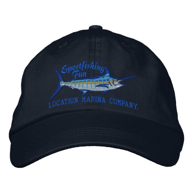 Casquette Brodée Sport personnalisé Pêche Blue Marlin Broderie (Devant)