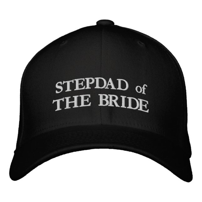 Casquette Brodée Stepdad de la mariée noir et blanc mariage (Devant)