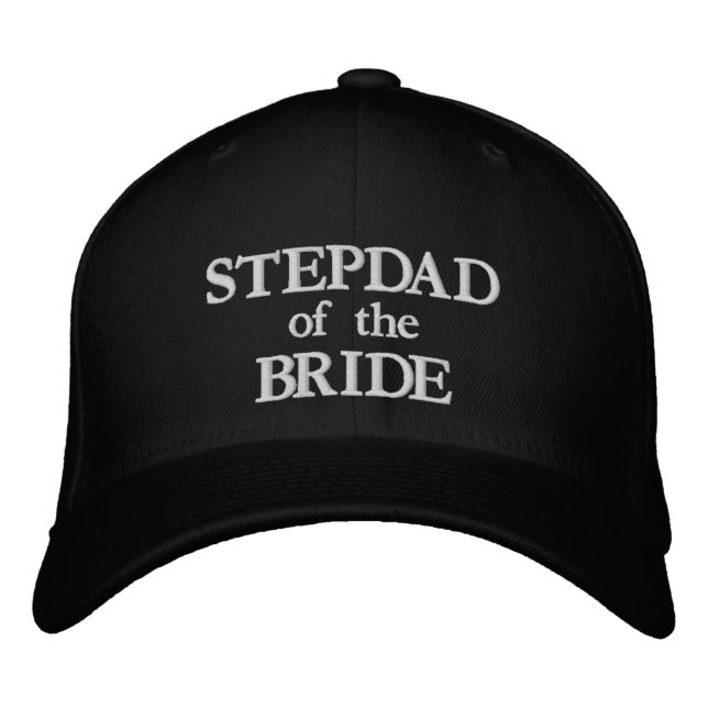 Casquette Brodée Stepdad de la mariée noir et blanc mariage (Devant)