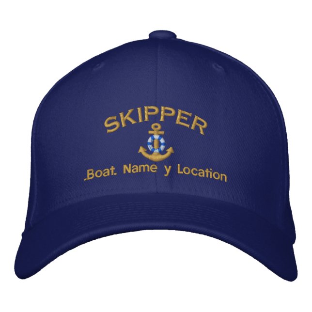 Casquette Brodée Style de skipper Votre nom de bateau Votre nom ou  (Devant)