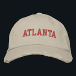 Casquette Brodée Style Vintage de broderie rouge Atlanta<br><div class="desc">Casquette en coton vintage de style Brodé Rouge Atlanta. Fait un cadeau merveilleux pour tous ceux qui aiment Atlanta GA! Si vous préférez avoir votre texte personnel, il vous suffit de cliquer sur le bouton "Personnaliser ce modèle" pour entrer votre choix de texte personnalisé. La broderie est également personnalisable à...</div>