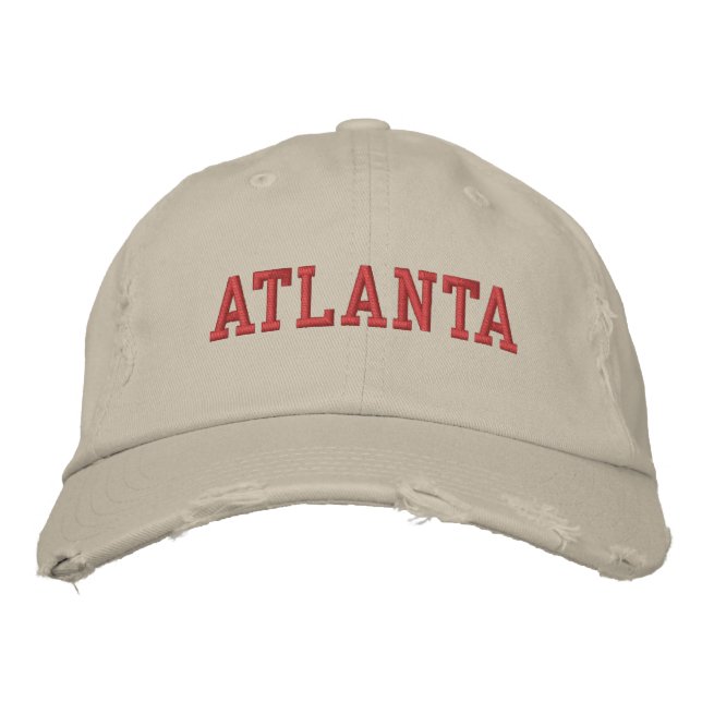 Casquette Brodée Style Vintage de broderie rouge Atlanta (Devant)
