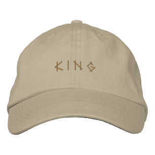 Casquette Brodée Stylish Men KING Text Kaki-Casquette Imprimé Ajust