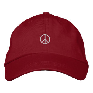Casquette Brodée Symbole de paix blanc minuscule rouge