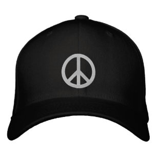 Casquette Brodée Symbole de paix noir et blanc minimaliste anti-gue
