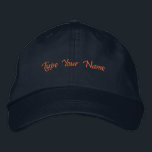 Casquette Brodée Tapez Votre Nom Texte Personnalisé Imprimé Élégant<br><div class="desc">Un vêtement de rechange de marine Casquette réglable de base avec texte brodé personnalisé. Les caractéristiques casquettes : texte "Tapez votre nom", brodé en couture de haute qualité, ajustement Classic réglable, assurant le confort pour toutes les tailles de tête, mélange de coton Premium pour la durabilité et la respirabilité, Parfait...</div>