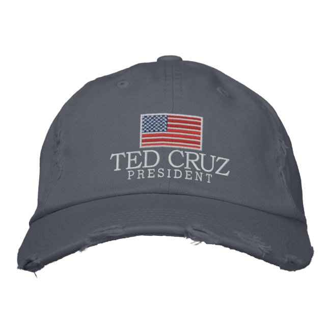 Casquette Brodée Ted Cruz, président avec drapeau américain (Devant)