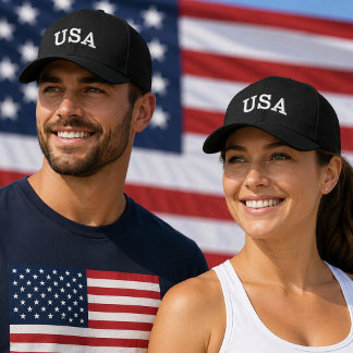Casquette Brodée Texte blanc en lettres cursives USA