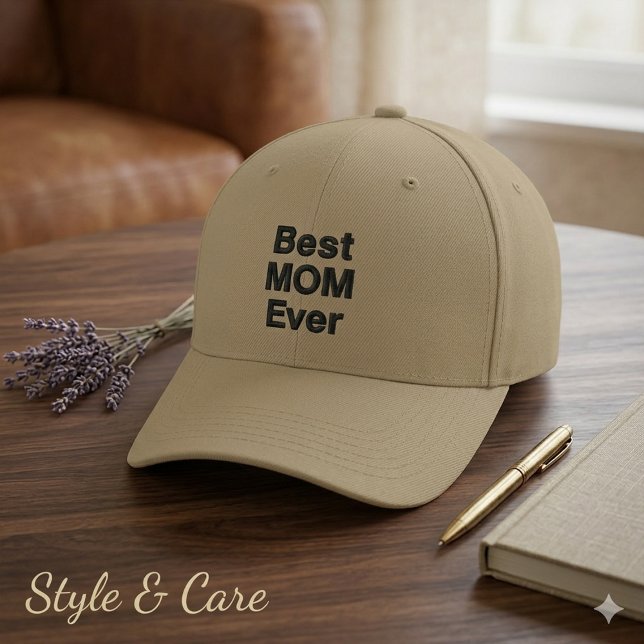 Casquette Brodée Texte élégant personnalisé Meilleure MAMAN (Stylish Custom Best MOM Ever Text Embroidered Baseball Cap)