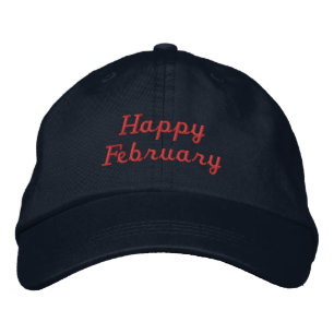 Casquette Brodée Texte personnalisé Joyeux Février Navy-Casquette P