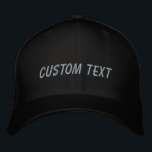 Casquette Brodée Texte Personnalisé Noir Gris Vos Mots<br><div class="desc">Créez votre propre look personnalisé avec ce casquette de baseball noir et gris élégant. Ajoutez votre touche unique en la personnalisant avec votre propre texte, que ce soit un nom, un message spécial ou un devis mémorable. Ce casquette classique dispose d'une palette de couleurs intemporelle de noir et gris, ce...</div>