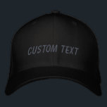 Casquette Brodée Texte Personnalisé Noir Gris Vos Mots<br><div class="desc">Créez votre propre look personnalisé avec ce casquette de baseball noir et gris élégant. Ajoutez votre touche unique en la personnalisant avec votre propre texte, que ce soit un nom, un message spécial ou un devis mémorable. Ce casquette classique dispose d'une palette de couleurs intemporelle de noir et gris, ce...</div>