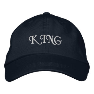 Casquette Brodée Tissu de coton imprimé KING Navy et hommes réglabl