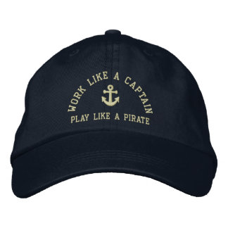 Casquette Brodée Travailler Comme Un Capitaine Jouer Comme Un Pirat