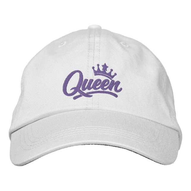 Casquette Brodée Typographie de reine avec couronne (Devant)