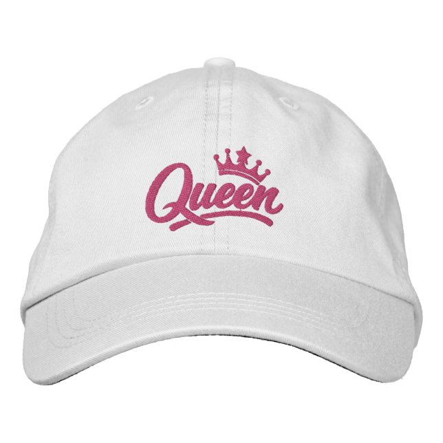 Casquette Brodée Typographie de reine avec couronne (Devant)