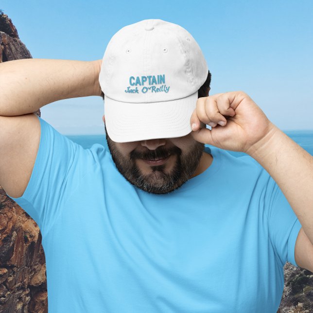 Casquette Brodée Typographie du nom du capitaine bleu (Blue Captain Name Typography Embroidered Baseball Cap)