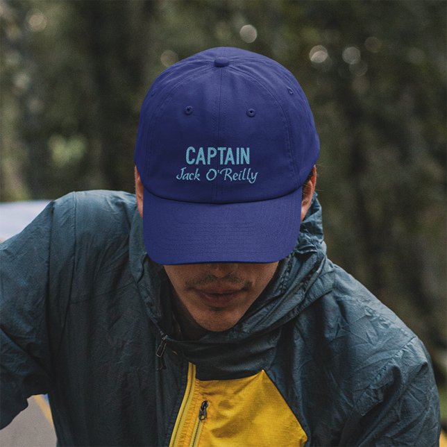 Casquette Brodée Typographie du nom du capitaine bleu (Créateur téléchargé)