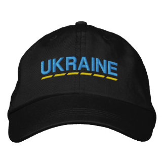 Casquette Brodée UKRAINIEN Couleurs bleu et jaune sur noir