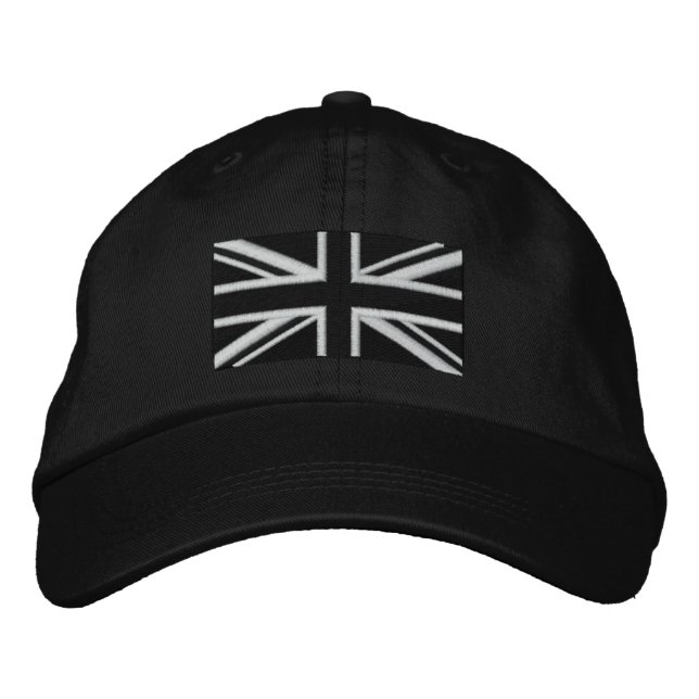 Casquette Brodée Union Jack ~ Noir et Blanc (Devant)