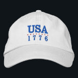 Casquette Brodée USA 1776 Patriotique<br><div class="desc">Les USA et 1776 sont brodés en bleu sur ce casquette de baseball unisexe. Une façon parfaite de montrer son patriotisme lors de la 4 juillet,  du Jour du Souvenir ou de toute occasion.</div>