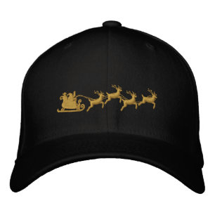 Casquette Brodée Vacances Père Noël Sleigh Ride Scène Broderie