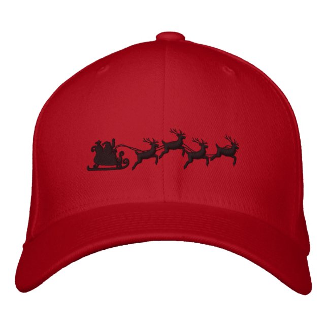 Casquette Brodée Vacances Père Noël Sleigh Ride Scène Broderie (Devant)
