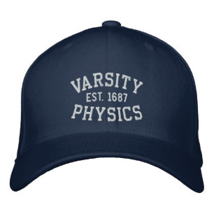 Casquette Brodée VARSITÉ, PHYSIQUE, EST. 1687 bleu et blanc