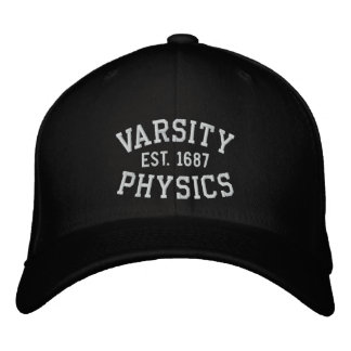 Casquette Brodée VARSITÉ, PHYSIQUE, EST. 1687 noir et blanc