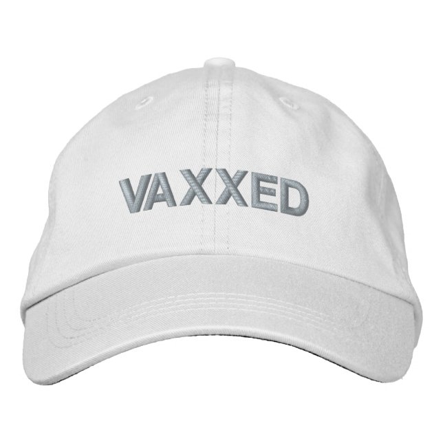 Casquette Brodée Vaxxe, Vacciné, rose et blanc (Devant)